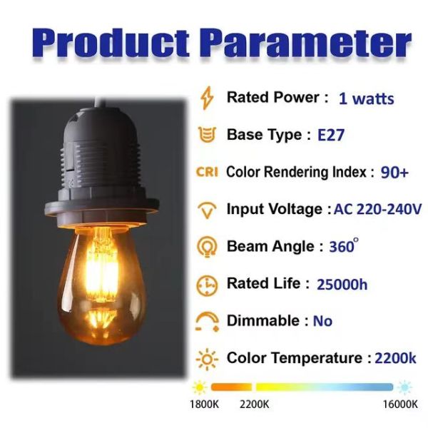 Create a Romantic Atmosphere with G45 T45 ST45 E27 Base Amber Light String 50M Length