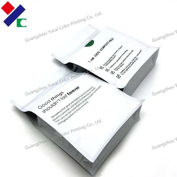 Compostable Flat Bottom Stand Up Pouch Gloss Finish Air Tightness