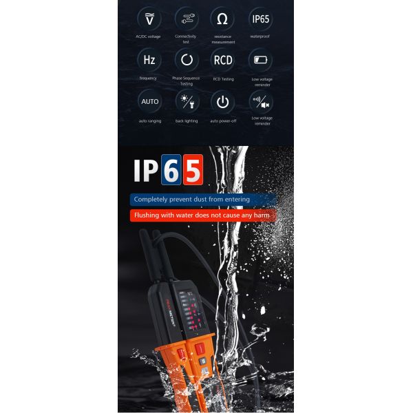 Auto-Range IP65 Waterproof Multifunction Voltage Detector for Industrial Applications