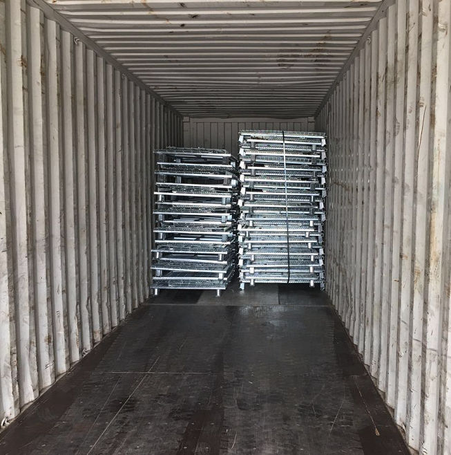 1000-1500 Kgs Capacity Custom Industrial Storage Stackable Foldable Wire Mesh Containers Collapsible Pallet Cage for Auto parts