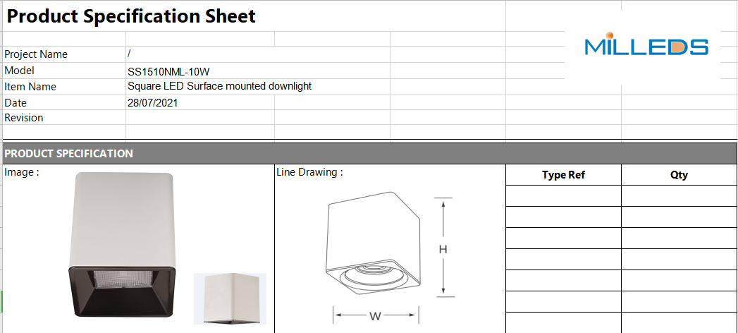 10W dark light reflective cup square led surface mounted downlight DALI dimmable chorme anti-glare COB downlight