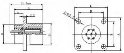 2PMT18K7AJ 2PMT Series High Temperature 7 Socket Threaded Circular Panel Receptacle Connector
