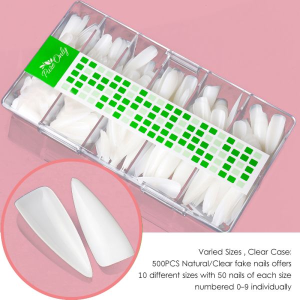 MSDS Certification Included Plastic Artificial Nails Customized Full Cover Nail Tips 100 Pcs French Short C Curve Xl
