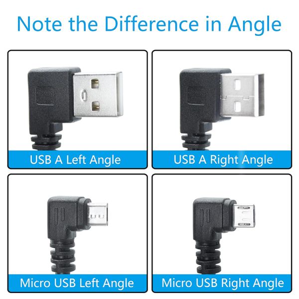 Angle USB to L Shape Left Right Angle 90 Degree Micro V8 Extension Data Charger Cable