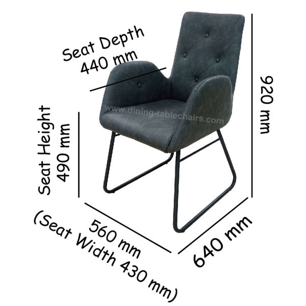 Textured PU Dining Chair High Density Sponge Washable Grey Fabric Shell
