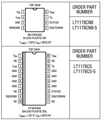 LT1176CN8 integrated circuit components Integrated Circuit Chip Step-Down Switching Regulator