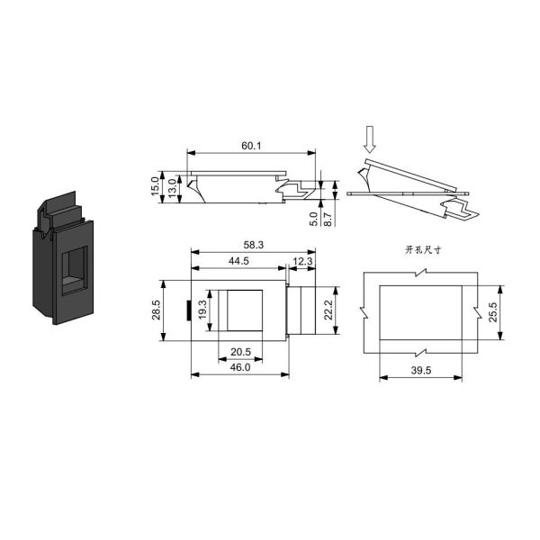 Sliding Snap Plastic Toggle Latch Abs Industrial Equipment Cabinet Handle