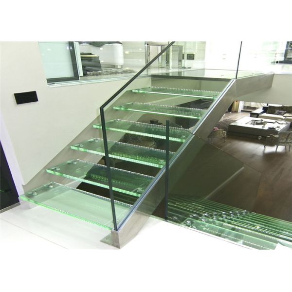 Indoor Straight Flight Staircase Double Stringer Led Panel Staircase