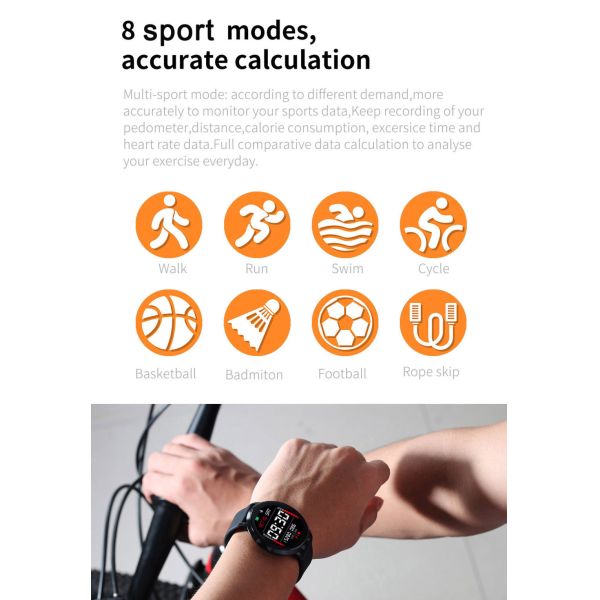 Waterproof IP68 Round Shape Smartwatch Support Vietnamese Port
