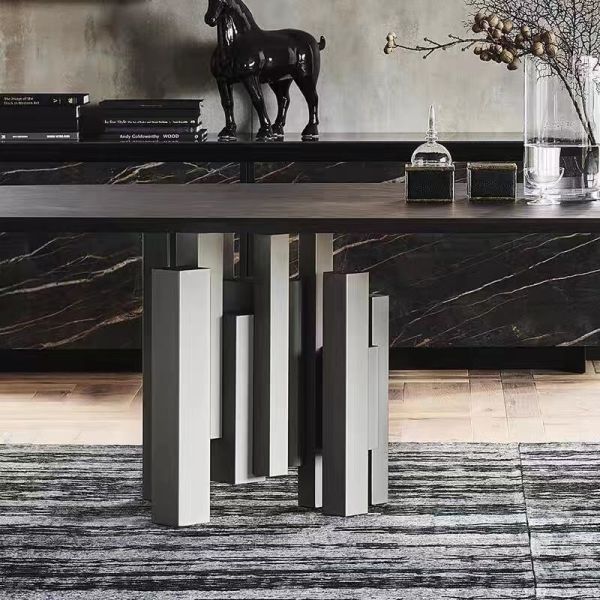 Factory Direct Rectangular Marble Dining Table Set with 8 10 Seats for Hotel Restaurant and Villa Wholesale Price