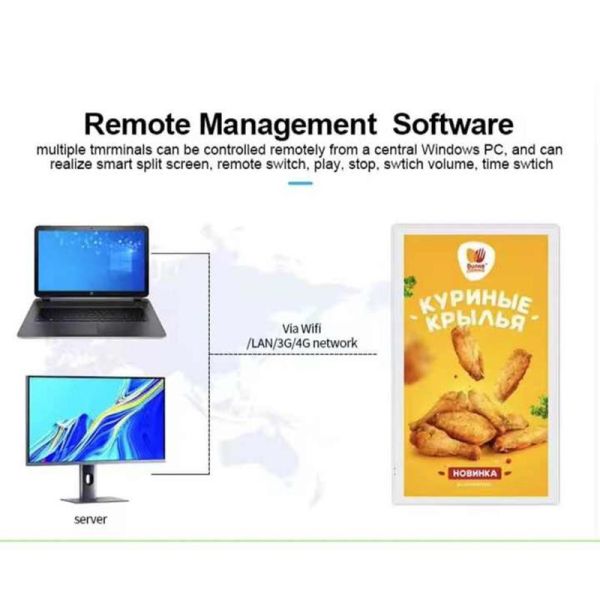 Wall Mounted Digital Signage with 8ms Touch Response Speed, 1080p Decoding, and 10-point Capacitive Touch Screen