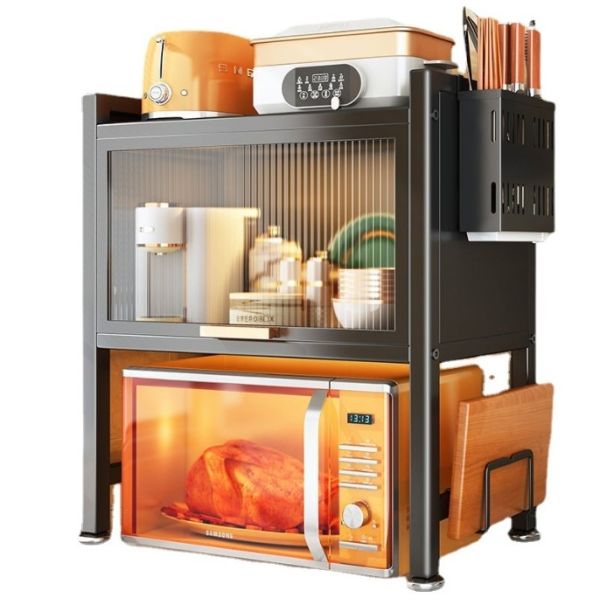 Retractable Microwave Oven Shelf For Storing Kitchenware Countertop