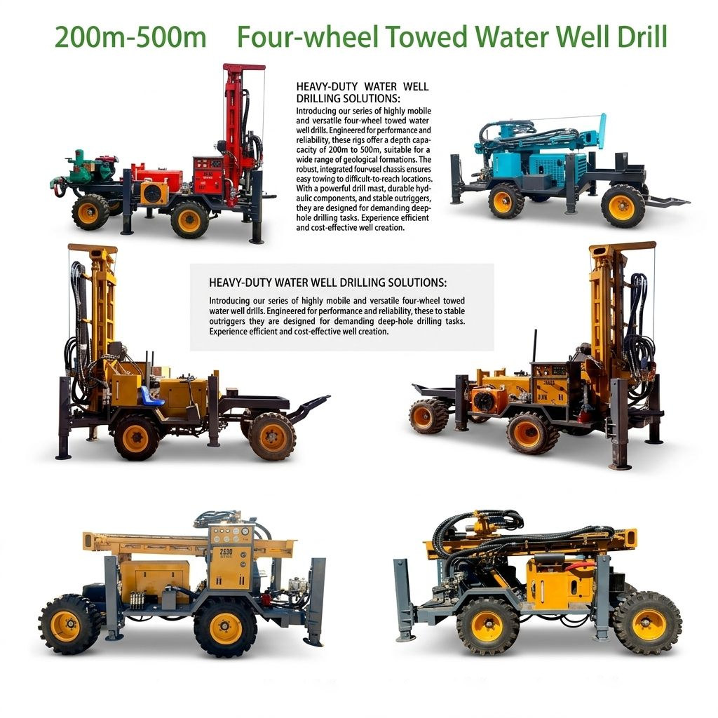 Stable Towing Trailer Mounted Drilling Rig High Efficiency Mud Circulation Drilling Rig