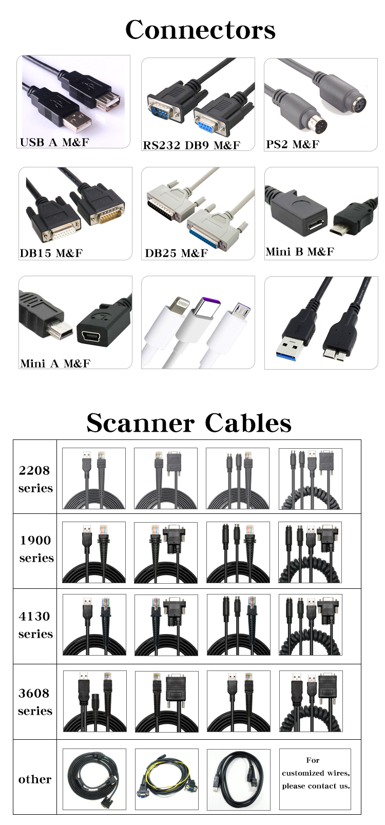 5M Barcode Scanner Usb Cable For Datalogic D100 GD4130 QD2130