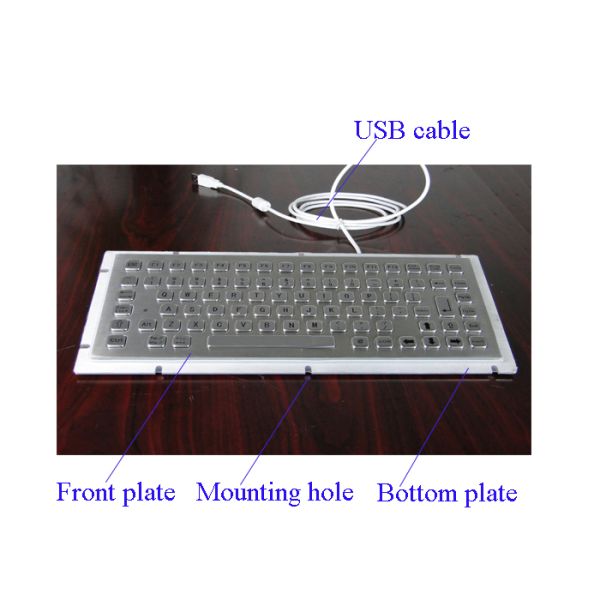 Rugged Industrial Stainless Steel Panel Mount Keyboard With 12 Function Keys