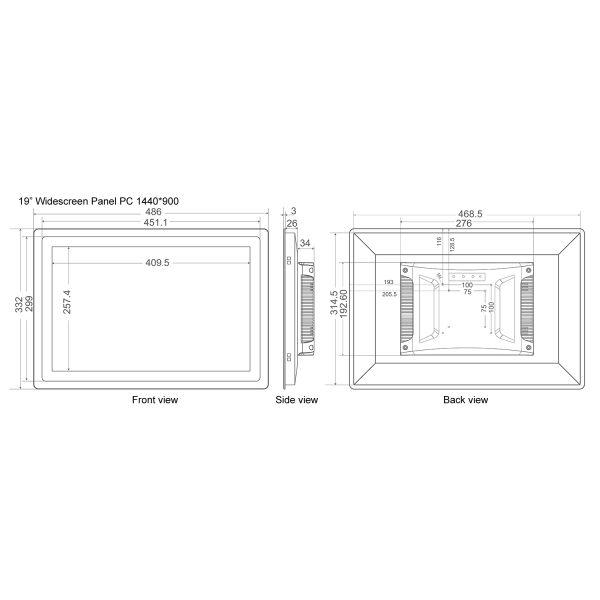 1440x90019in Lcd Industrial Panel PC 330nits Quad Core Industrial Pc
