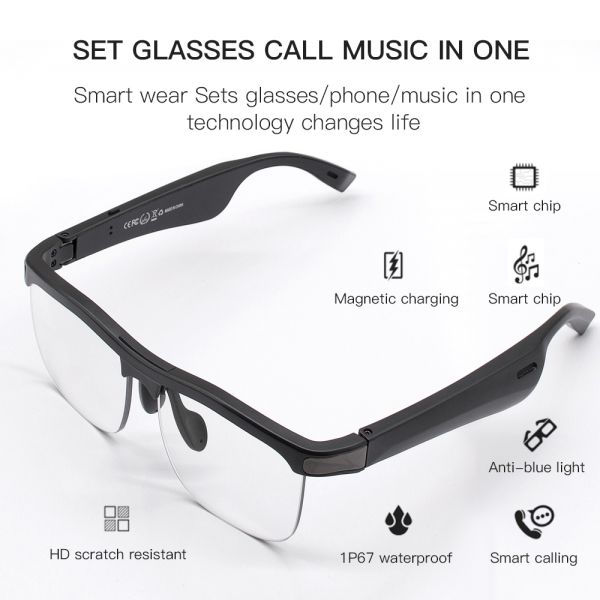 2021 Latest 5.0 Technology Intelligent Bone Conduction Calling Phone Listen Music With Intelligent Music Glasses