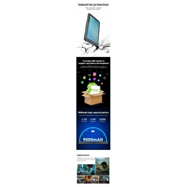256GB Industrial Tablet Lightweight Shockproof Tablet PC Waterproof
