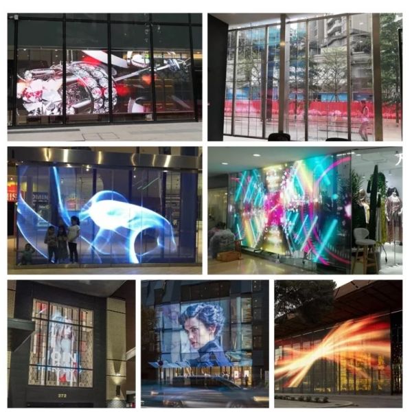 SMD 2121 Adhesive Outdoor Transparent Led Screen For Video Advertisement