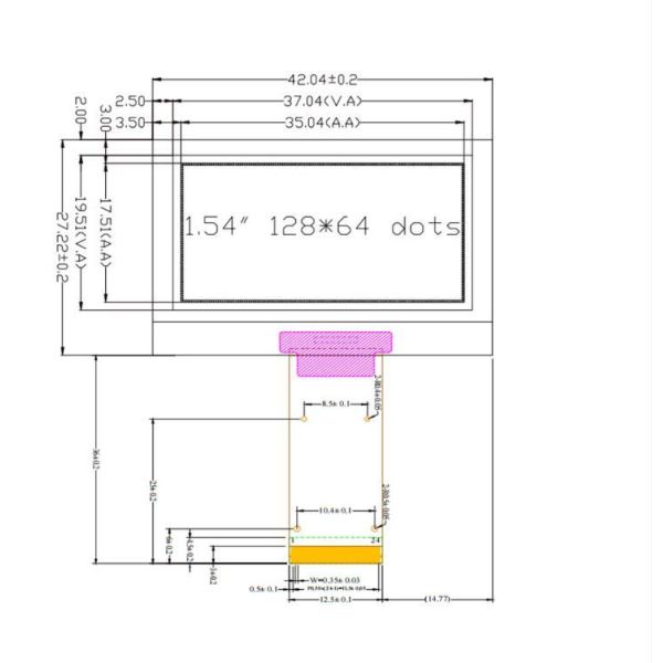 1.54 Inch Oled I2c Display 24pins Custom Oled Display Driving IC SSD1309
