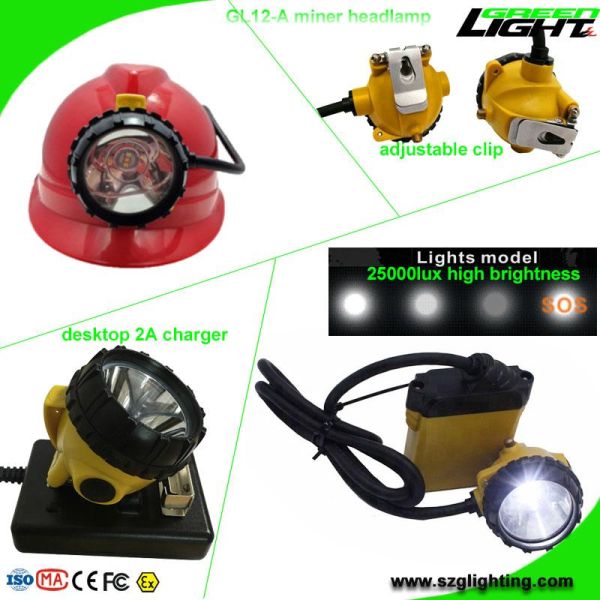 PC Material LED Mining Light 4 Levels 10.4Ah IP68 Gl12-A High Brightness 25000lux