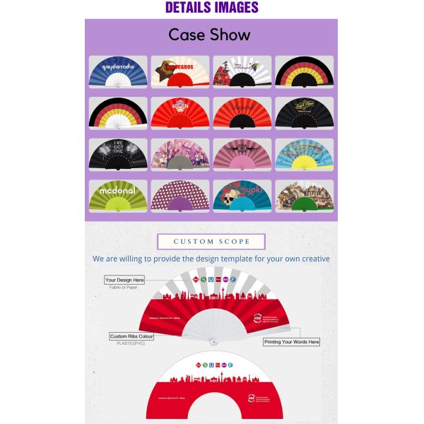 Customized Personalized High Quality Hand Fans Plastic Ribs Custom Printed Folding Hand Fan