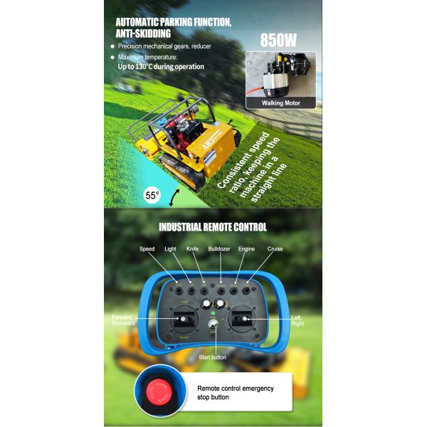 Self Propelled Remote-controlled Lawn Mower DIY High Efficiency Wear-resistant Cutter Head Long Service Life Agricultural