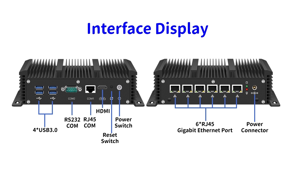 Intel Core i5 8279U Processor Soft Router 6 LAN 1 RS232 COM 1 RJ45 COM