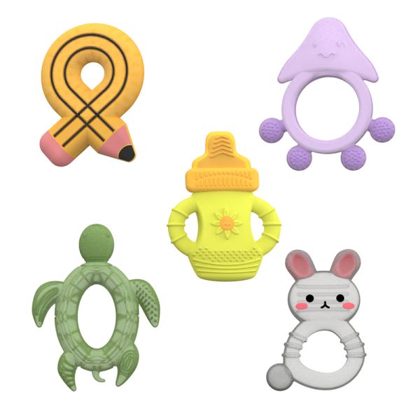 2025 Factory Bunny Cute Design Transparent Sensory Ice Cream Freezable Silicone Baby Water Filled Teether