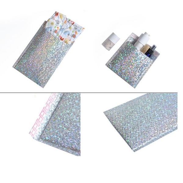 VMPET Surface Decorative Holographic Bubble Mailers Custom Printing