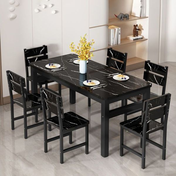 Wooden Dining Table and Chair Set Simple Rectangular Design for Modern Restaurant Furniture
