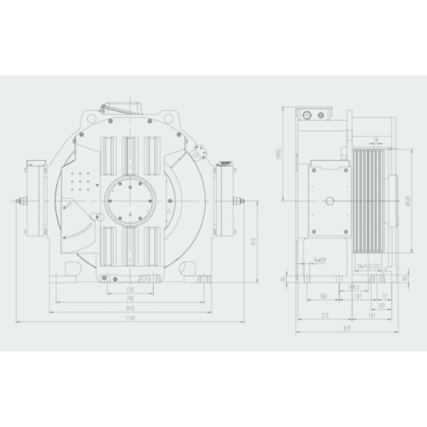 Elevator Gearless Traction Machine 450 - 630kg 3 Phase 400V 2x3A DC110V 30 Poles 10000kg