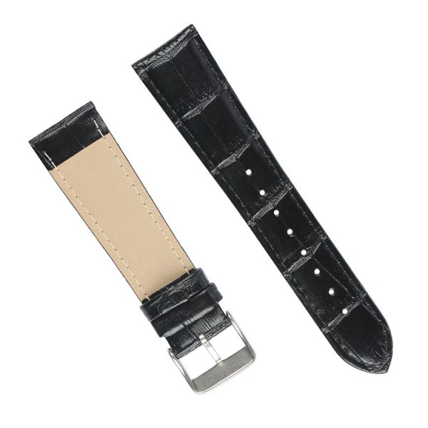 Obsidian Black Alligator Pattern Genuine Leather Strap