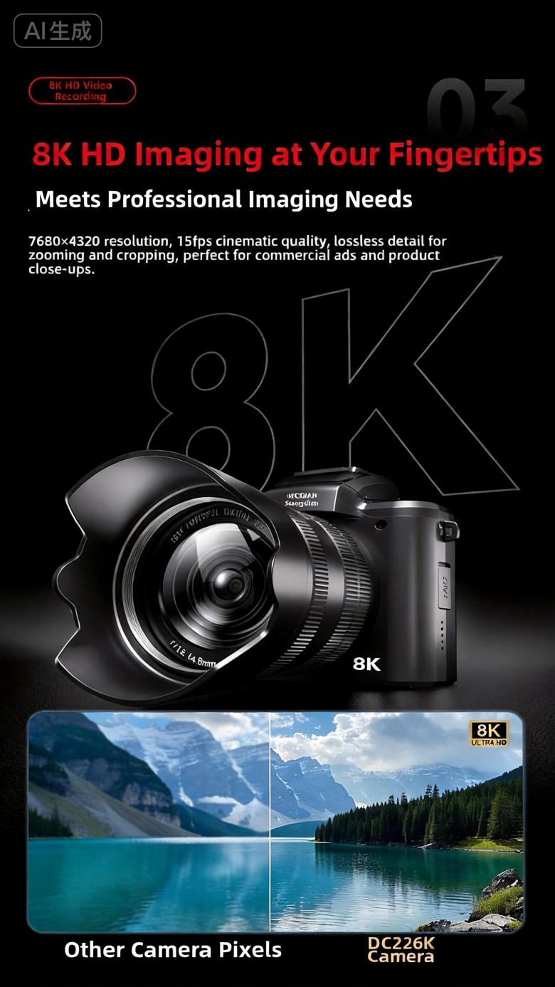 DLC DC226 Unbeatable Value Digital Camera with Dual Image Professional Sensor Support WIFI Transfer16X Digital Zoom Photography