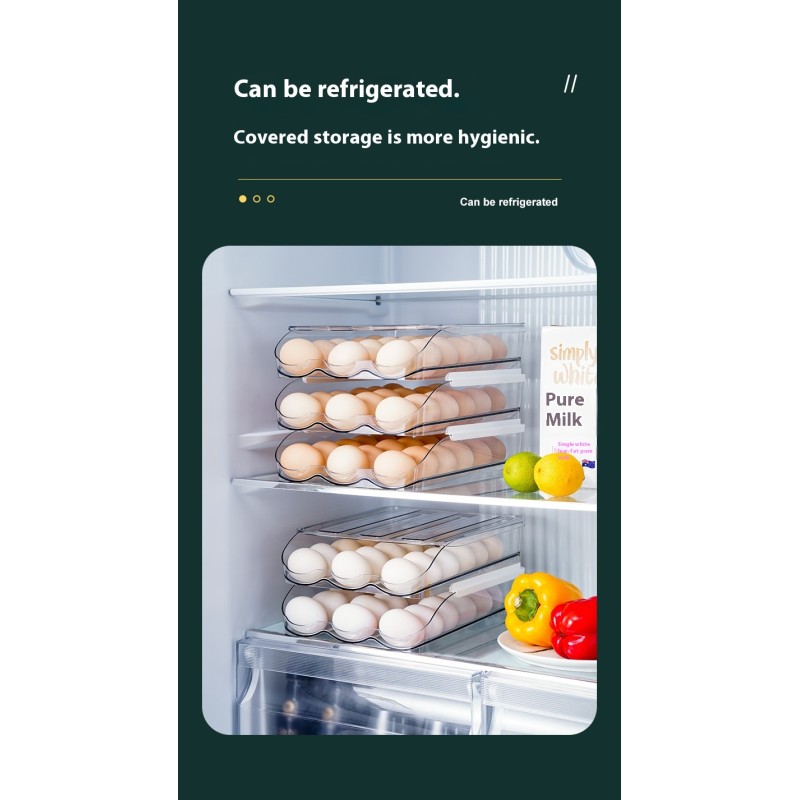 Wholesale Rectangular Transparent Anti-Drop Egg Rack Stackable Fresh-Keeper Storage Box for Household Refrigerator