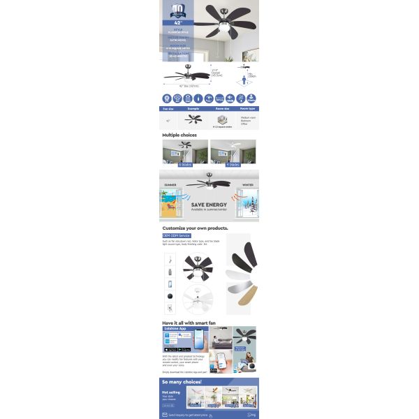 6*MDF Blades 42 Inch Ceiling Fan with Pull Chain Control and Lighting Solutions Service