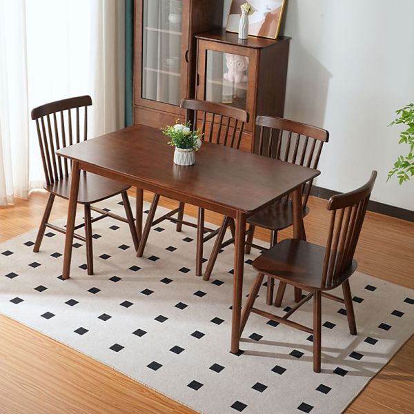Kitchen Dining Room Rectangle Table Set with 4 Upholstered Chairs, Solid Wood for Small Space Apartment Windsor Chair