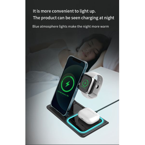 Smart Chip Foldable Travel Wireless Charger Horizontal Vertical Wireless Charger