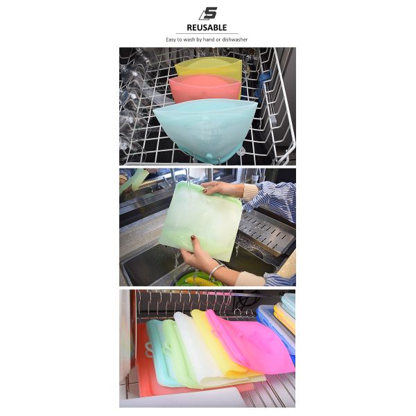 Airtight Silicone Food Pouches 1500ml Reusable Silicone Bags For Sandwich Snack