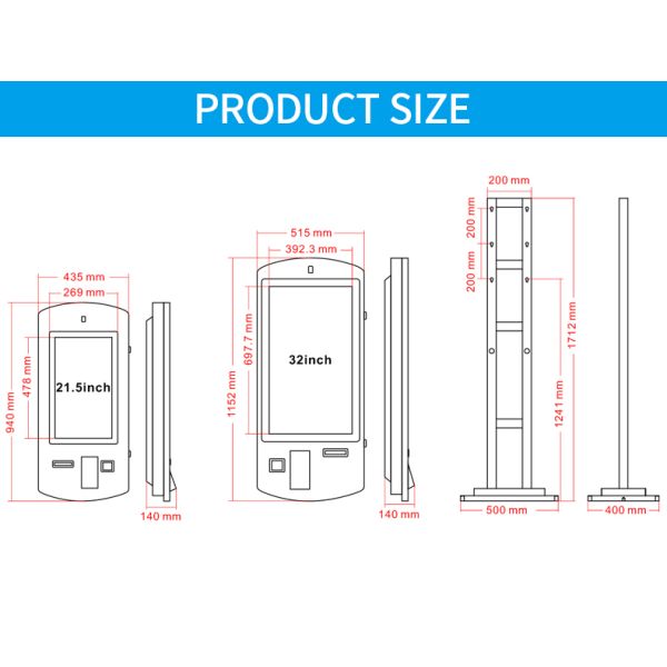 Sturdy Self Payment Kiosk 32 Inch Self Service Kiosk Restaurant RoHS