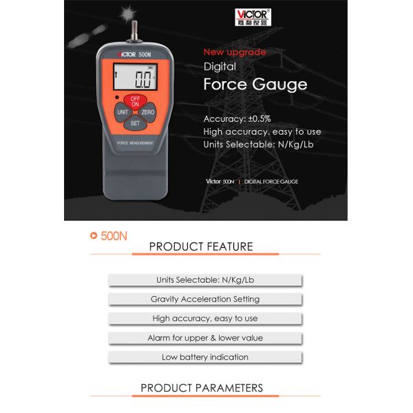 1kg 5kg Multifunction Environment Meters Digital Force Gauge Push Pull