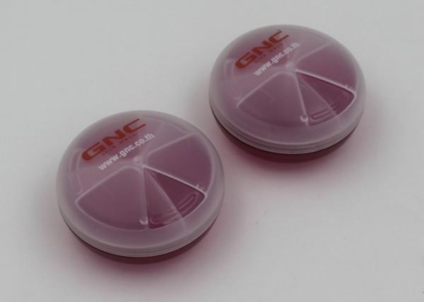 Round Shape Clear Plastic Pill Box With 3 Cpmpartments / Pill Storage Containers
