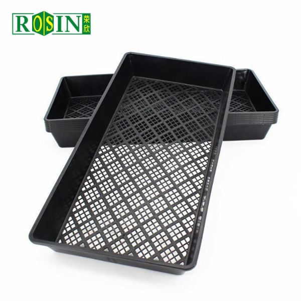 Black Plastic Nursery Seedling Tray PP Rectangular Flat Bottomed For Sprouts