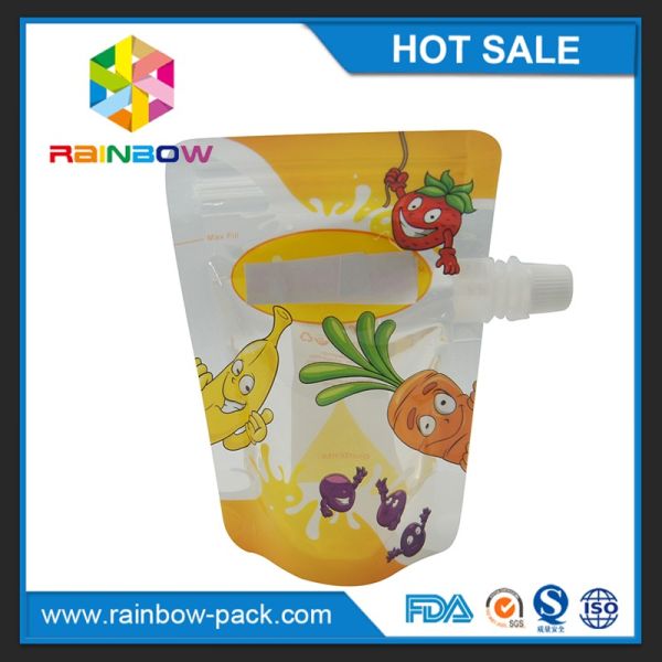 Transparent Liquid Spout Bag For Beverage / Energy Drink Packaging