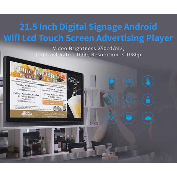 Rk3288 Large Touch Screen Tablet , Wall Mount Android Tablet 21.5 Inch