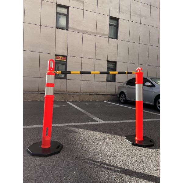 Durable Spring Post with weather resistant flexible polymer material and highly reflective film for effective traffic control and safety
