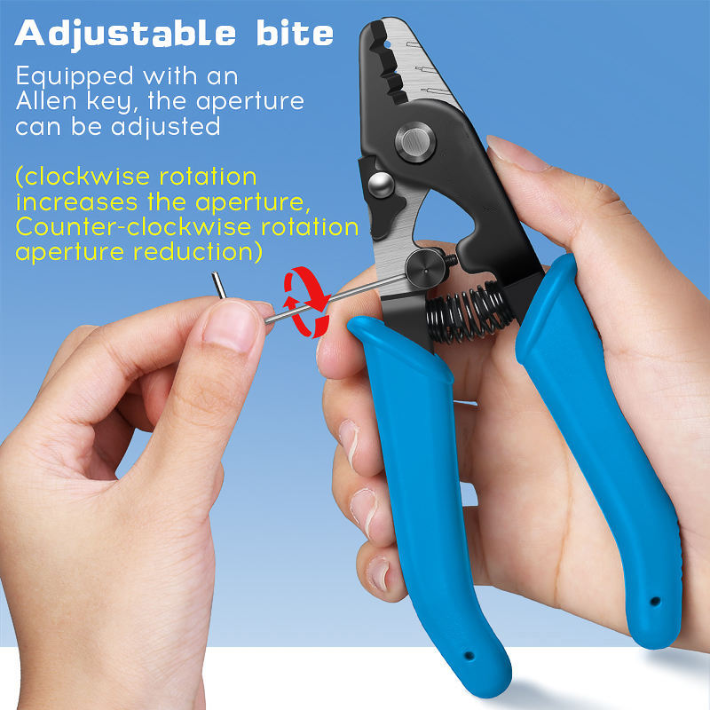 3-Hole Precision Optical Cable Stripper SC Jaw Safety Lock Spring Return Ergonomic Rubber Fiber Optic Stripper