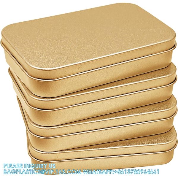 Metal Rectangular Empty Hinged Tins - Pack Of 40 Silver Mini Portable Box Small Storage Kit & Home Organizer With Lids