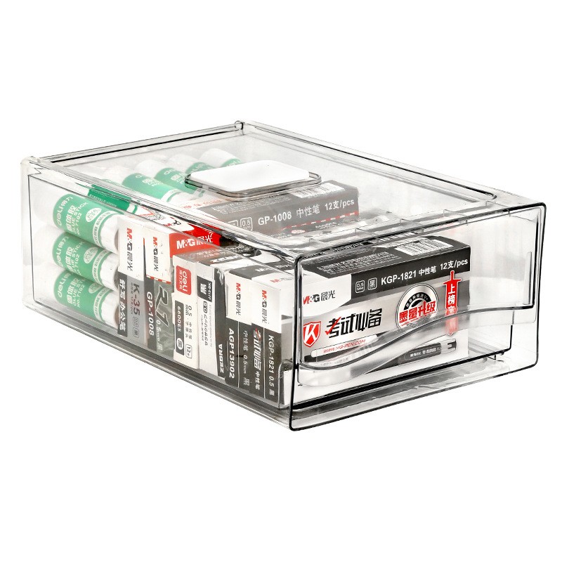 Desktop Storage Box Transparent Plastic Drawer Type Cosmetics Clutter Organizer Dustproof Office Stationery Storage Box