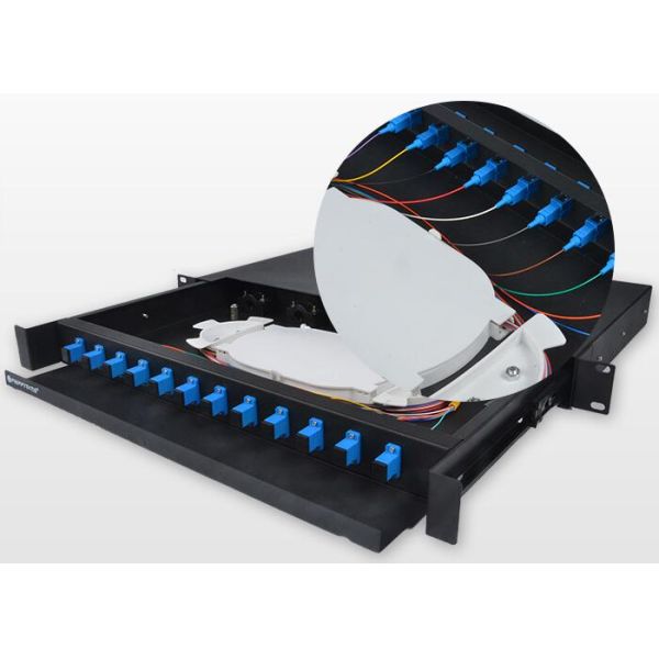1U Fiber Optic Patch Panel Rack Mount 12 Core Blank ODF With SC Connector